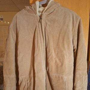 Vintage Beige Suede Winter Coat